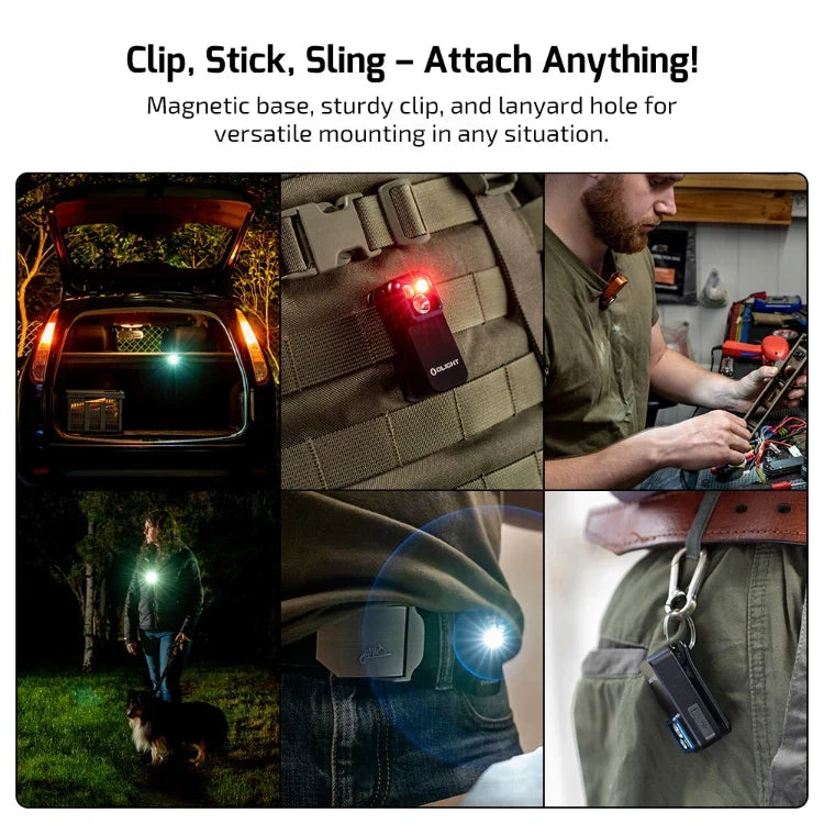 OLIGHT OCLIPPROSTARS Oclip Pro Clip on Flashlight with Floodlight Spotlight and Red Light - Stars & Stripes Edition