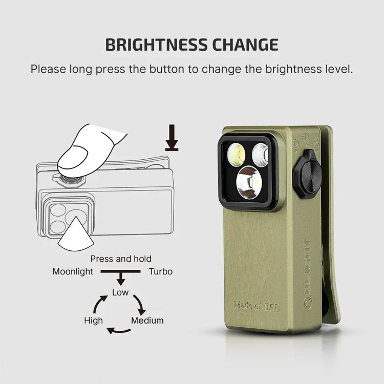 OLIGHT OCLIPULTRAOAL Oclip Ultra Clip-On EDC Light with Flood, Spot, and UV Modes - Olive Green