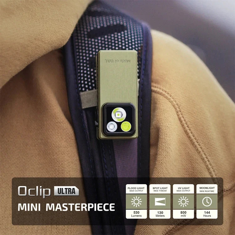 OLIGHT OCLIPULTRAOAL Oclip Ultra Clip-On EDC Light with Flood, Spot, and UV Modes - Olive Green