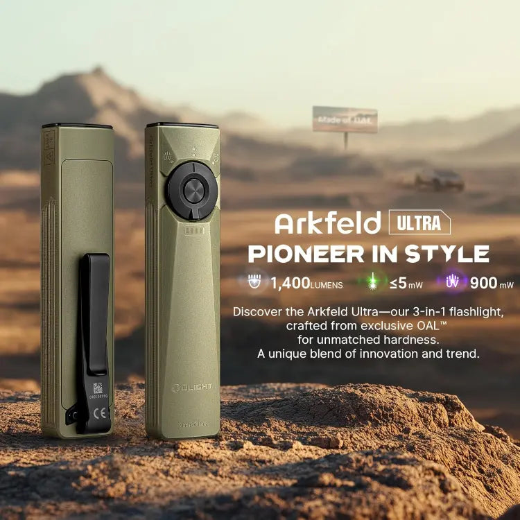OLIGHT ARKFELDULTRAOLG Arkfeld Ultra 3-in-1 EDC Flashlight with O-aluminum Material - Olive Green CW(5700K~6700K)