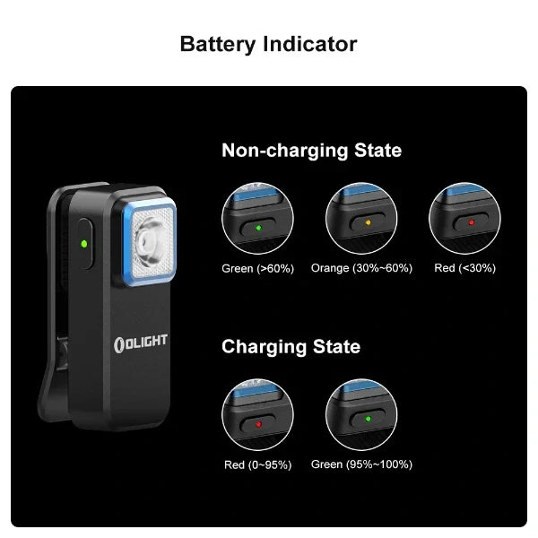 OLIGHT OCLIPBK Oclip Clip Light with White and Red Light - Black