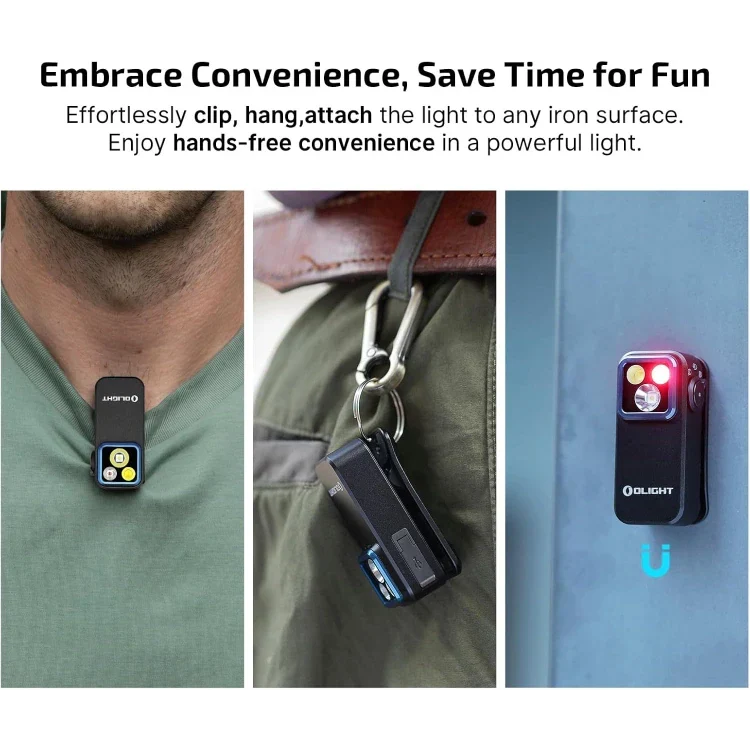 OLIGHT OCLIPPROBKC2M Oclip Pro Clip on Flashlight with Floodlight Spotlight and Red Light - Black