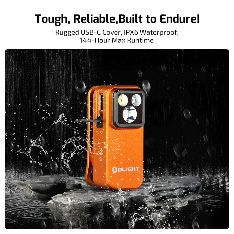 OLIGHT OCLIPPROOGC2M Oclip Pro Clip on Flashlight with Floodlight Spotlight and Red Light - Orange