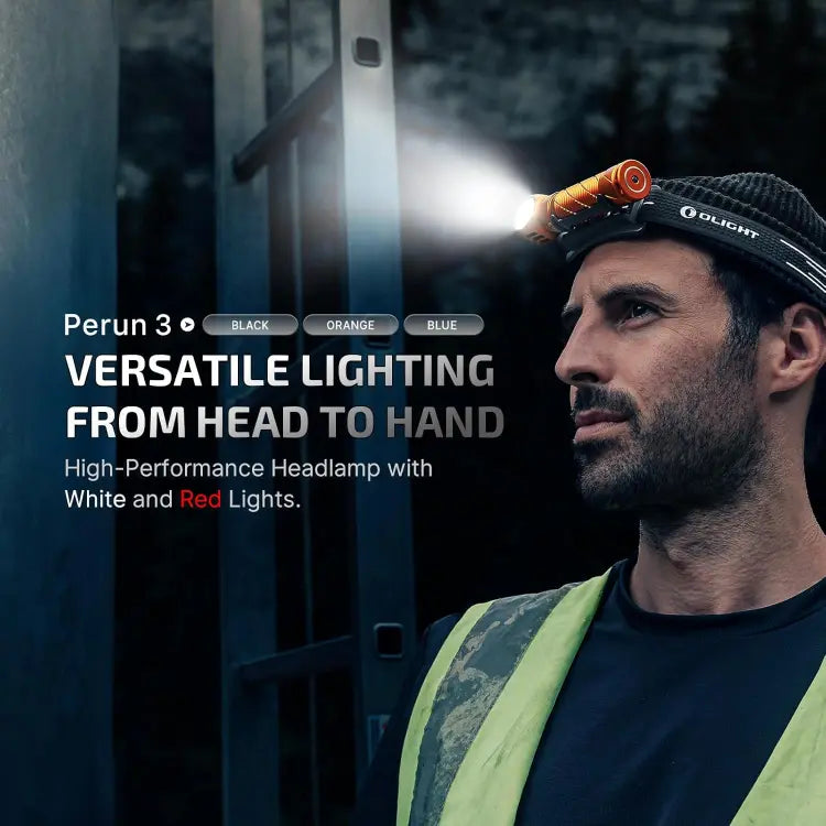 OLIGHT PERUN3OG Perun 3 Headlamp 3000 Lumens White Light and Red Light - Orange