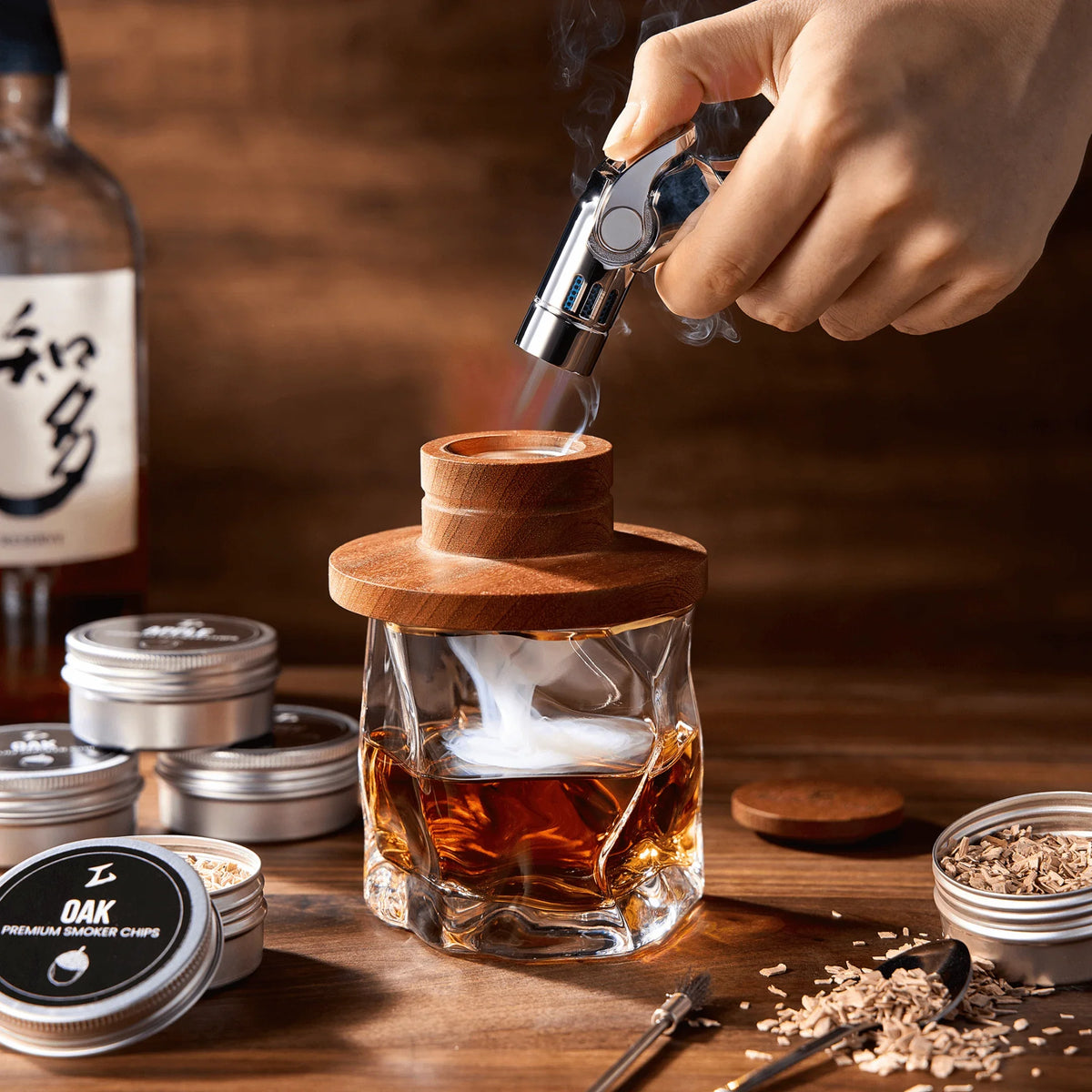 Tsuki Smoker Kit For Whisky & Cocktails (With Torch)