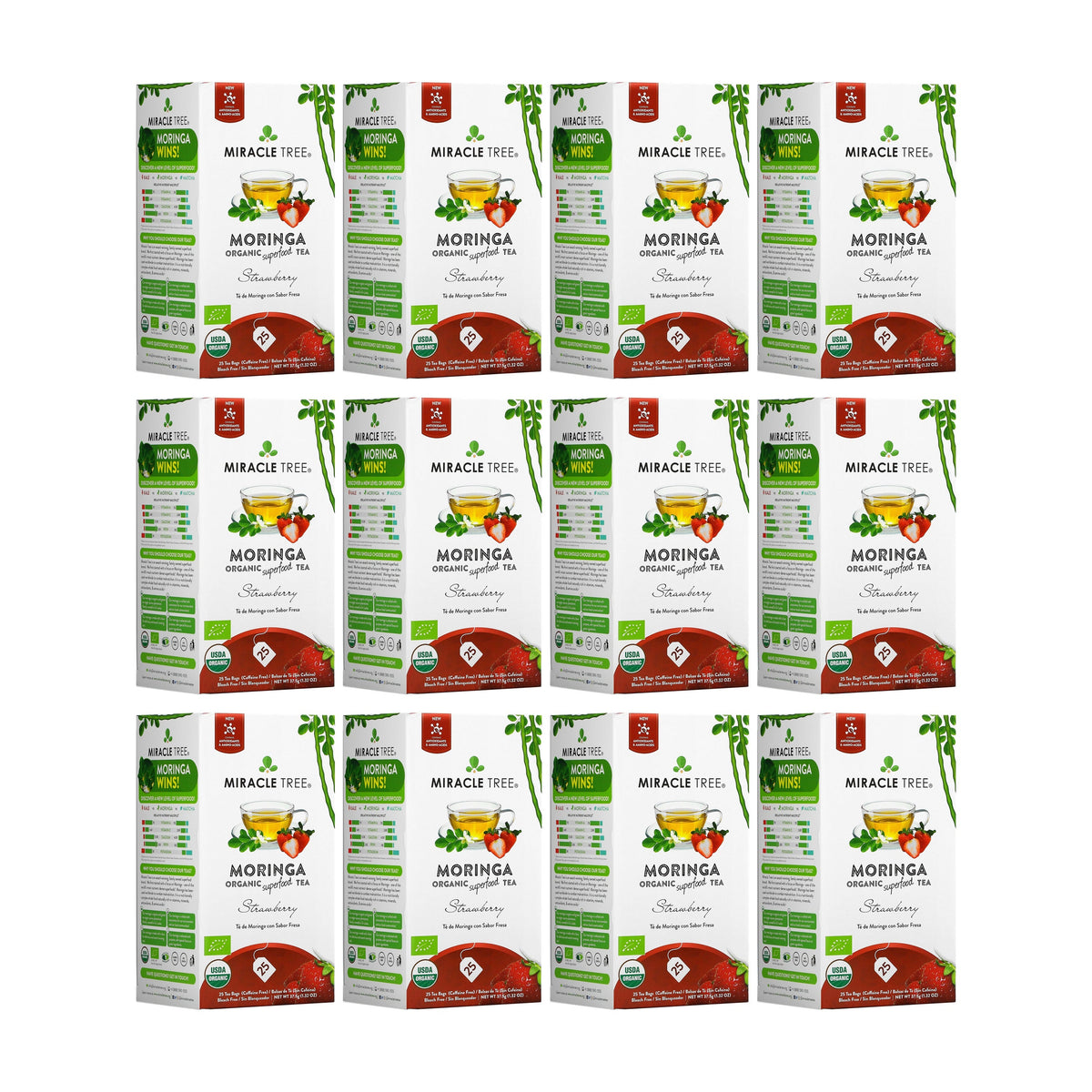 Organic Moringa Tea - Strawberry - Caffeine-Free Herbal Tea