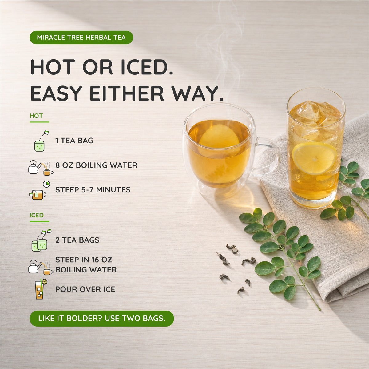 Organic Moringa Tea - Original - Caffeine-Free Herbal Tea