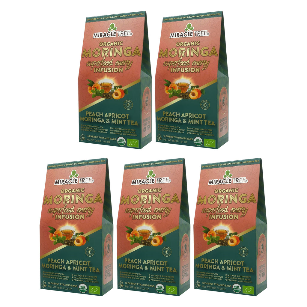 Organic Moringa Energy Tea - Peach Mint Apricot - Natural Coffee Alternative