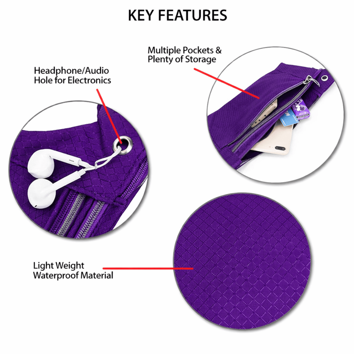XGear Fitness Waterproof Fanny Pack for Running and Travel