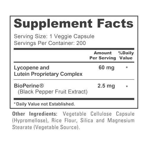 NusaPure Lycopene & Lutein Complex 60mg per Caps, 200 Veggie Capsules (Non-GMO, Vegan)