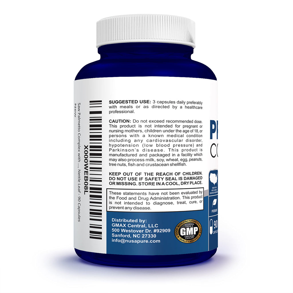 NusaPure Saw Prostate Palmetto Complex (Plant Sterol Complex, Nettle Root, Pygeum Bark, Graviola) - 90 Capsules