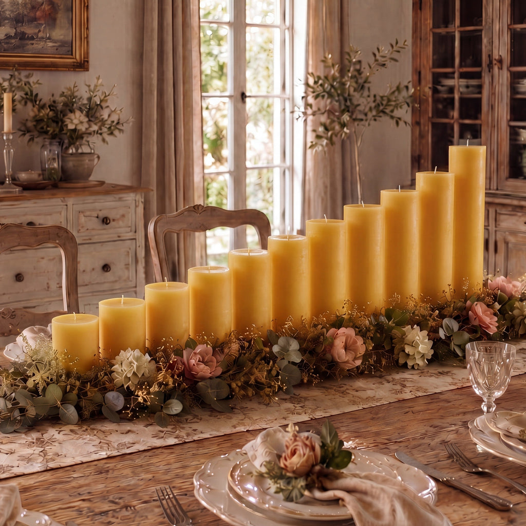 3x12 Inch Yellow Beeswax Pillar Candle