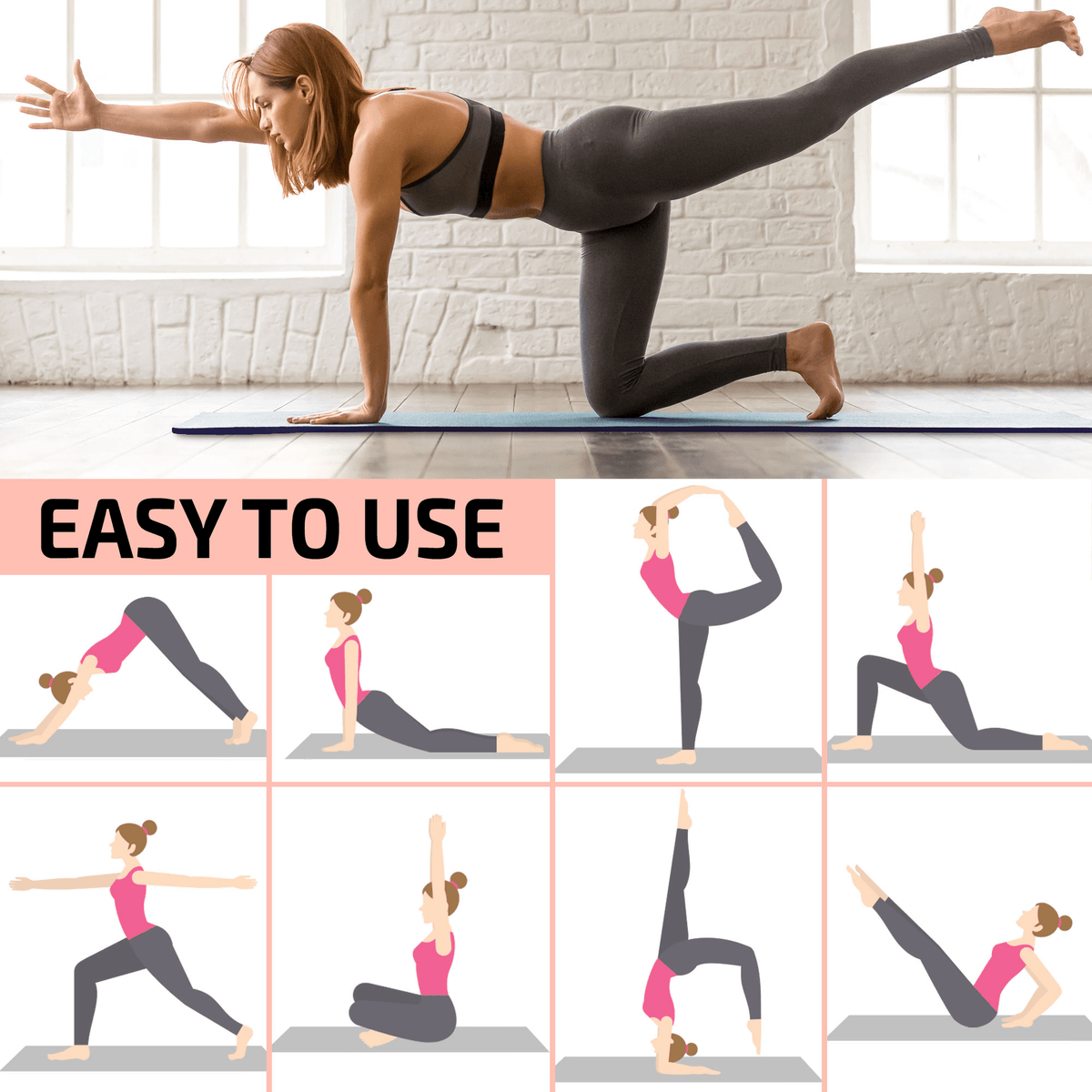XGear Fitness Thick Travel Yoga Mat with Carrying Strap