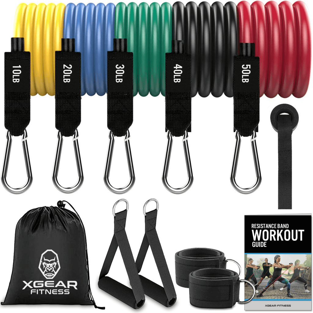 XGear Fitness 11-Piece Exercise Resistance Band Set with Handles