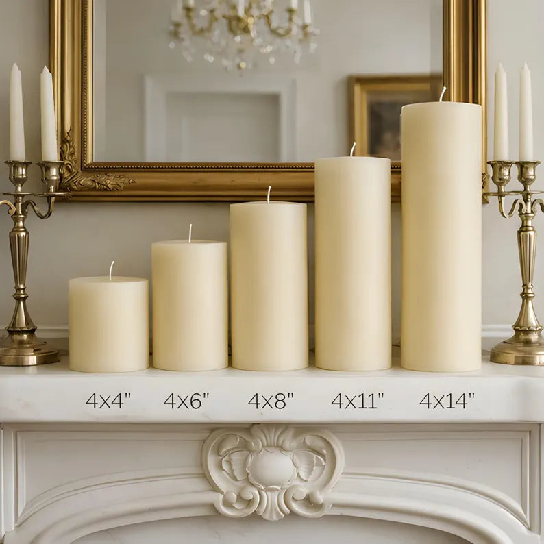 4x14 Inch White Beeswax Pillar Candle