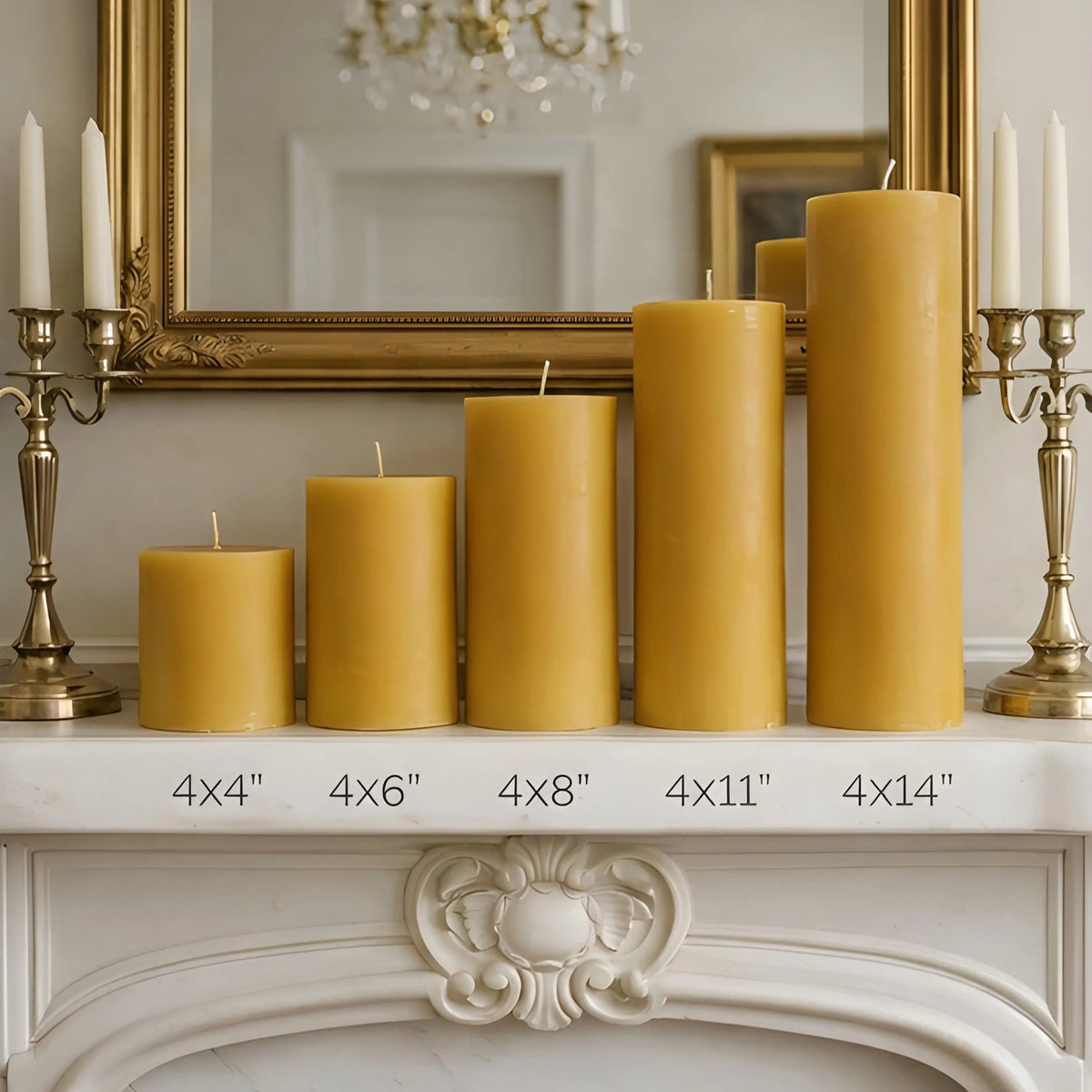 4x14 Inch Yellow Beeswax Pillar Candle