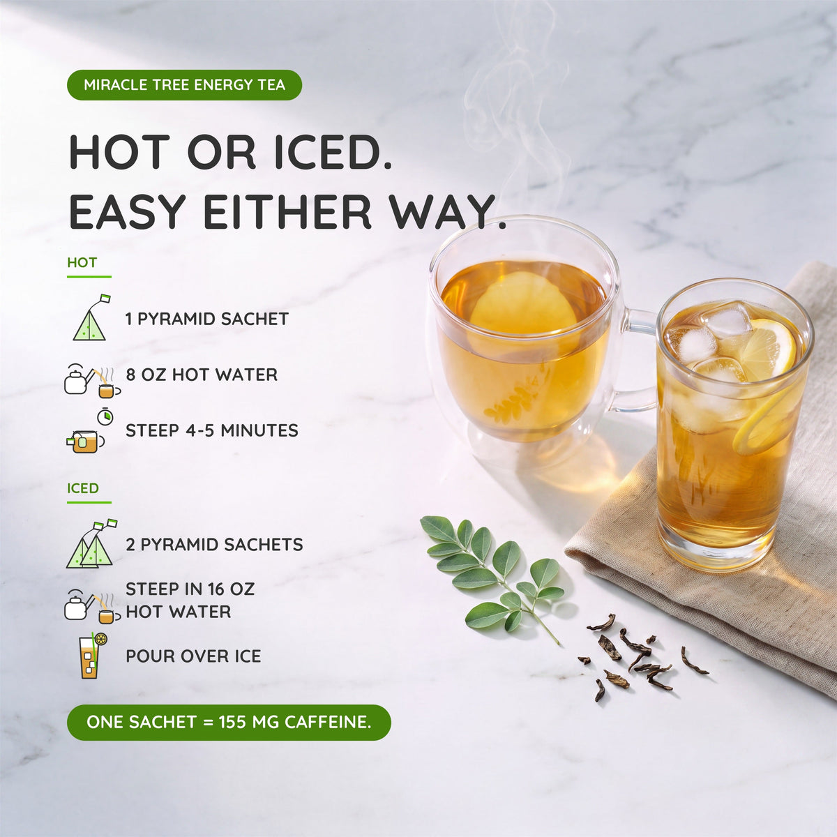 Organic Moringa Energy Tea - Grape Vanilla - Natural Coffee Alternative