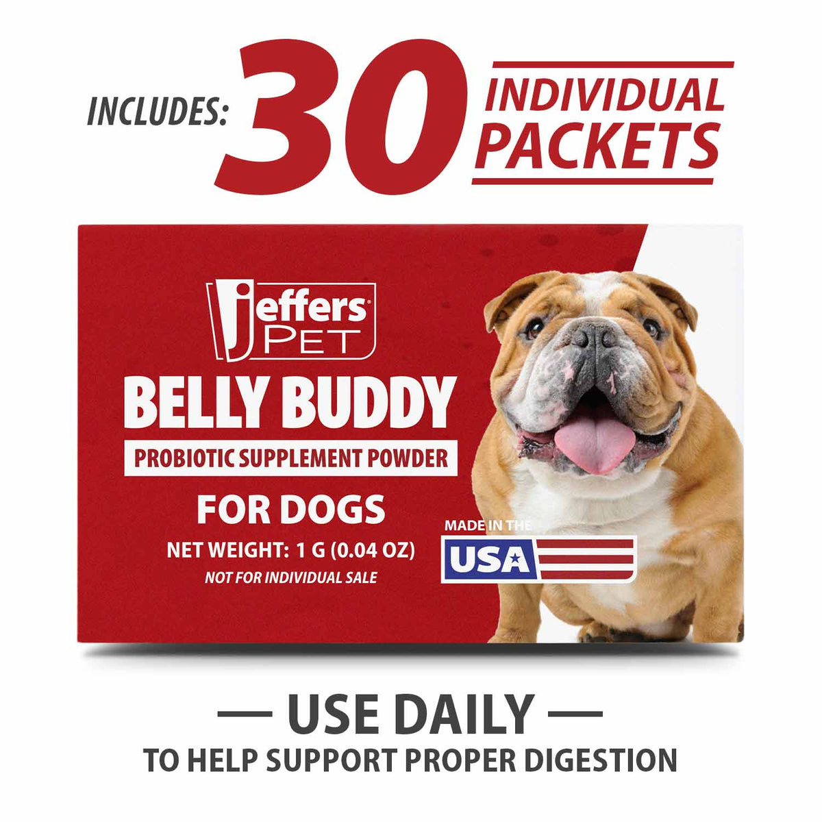 Jeffers BELLY BUDDY Probiotic Supplement Powder for Dogs – Multi-Strain Digestive & Immune Support
