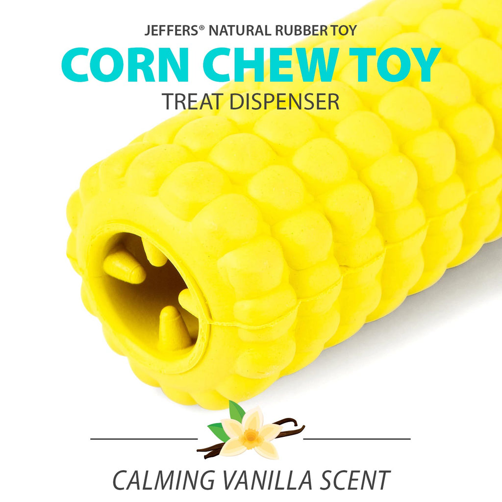 Jeffers Corn Cob Natural Rubber Treat Dispensing Dog Chew Toy with Dental Benefits