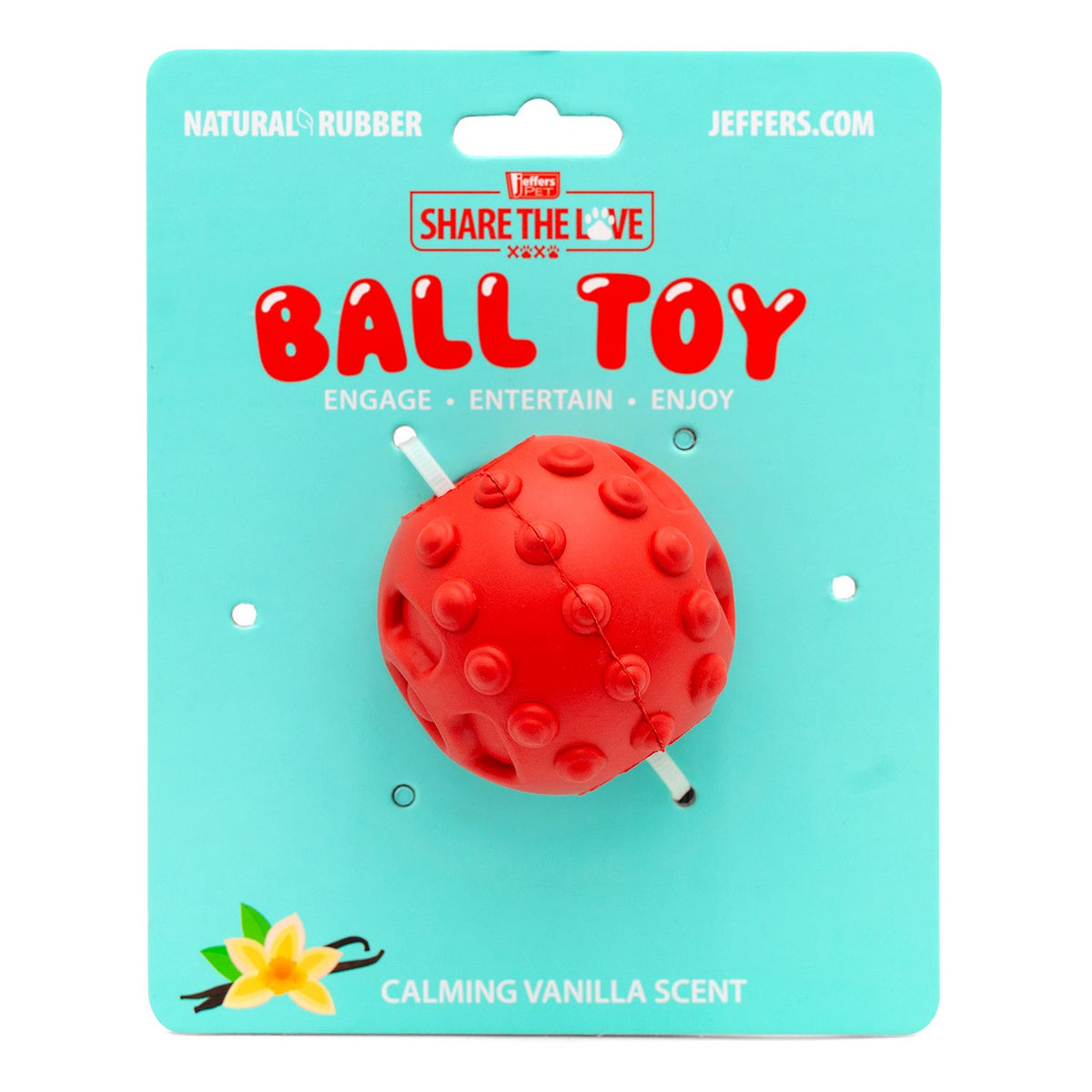 Jeffers Hollow Red Knobby Ball Natural Rubber Dental Treat Dispensing Dog Chew Toy