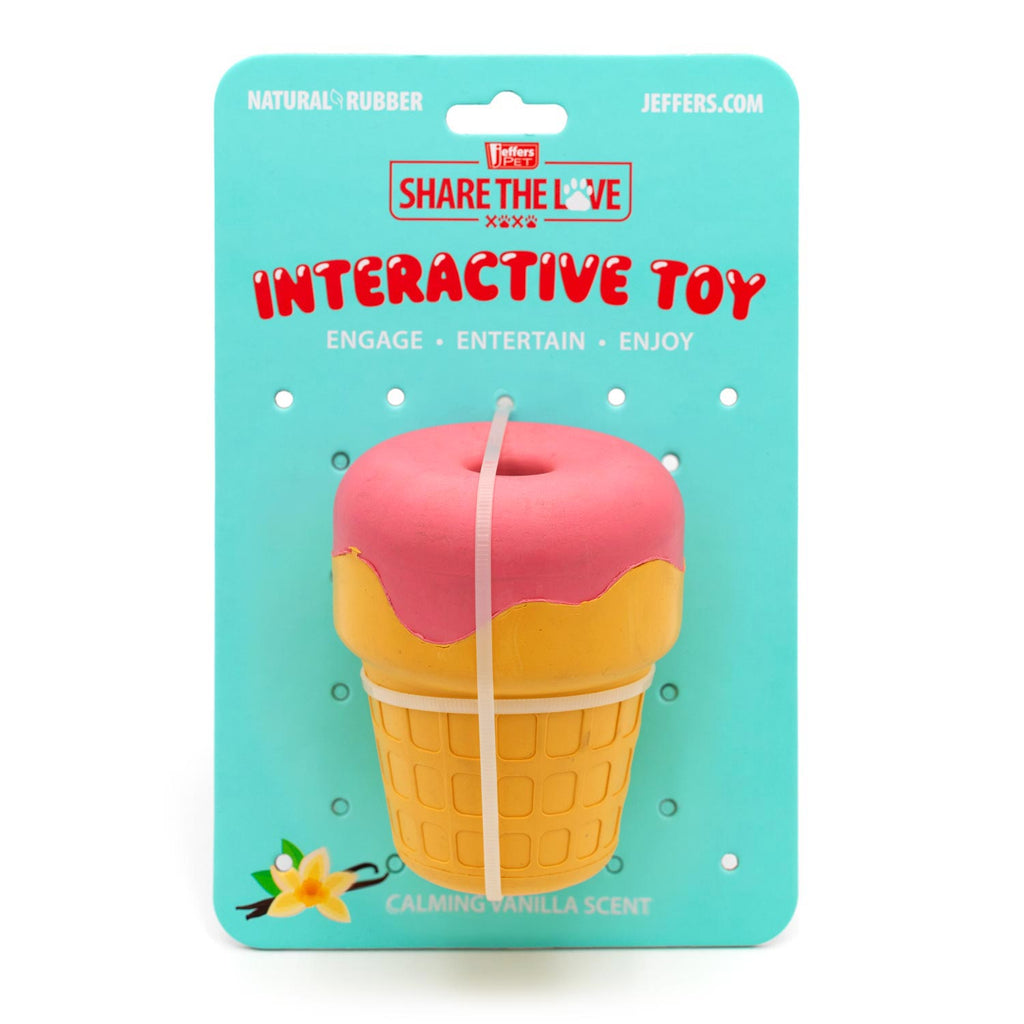 Jeffers Ice Cream Cone Natural Rubber Stuffable Treat Dispensing Dental Dog Chew Toy