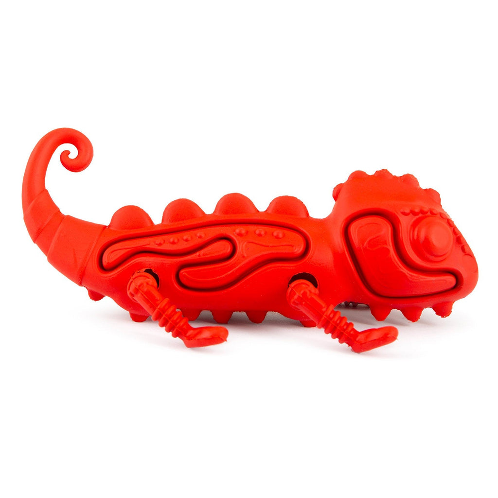 Jeffers Red Chameleon Natural Eco-Friendly Rubber Dental Dog Chew Toy for Medium Chewers