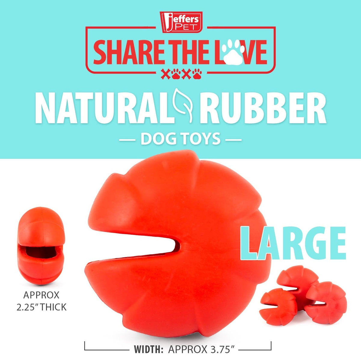 Jeffers Red Millipede Natural Rubber Treat Dispensing Dental Dog Chew Toy