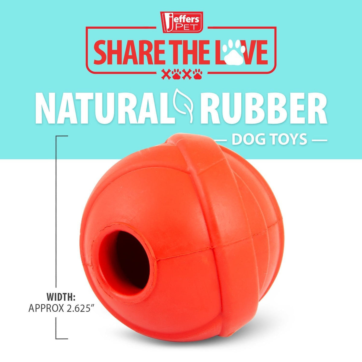Jeffers Red Orbits Ball Natural Rubber Dental Treat Dispensing Dog Chew Toy