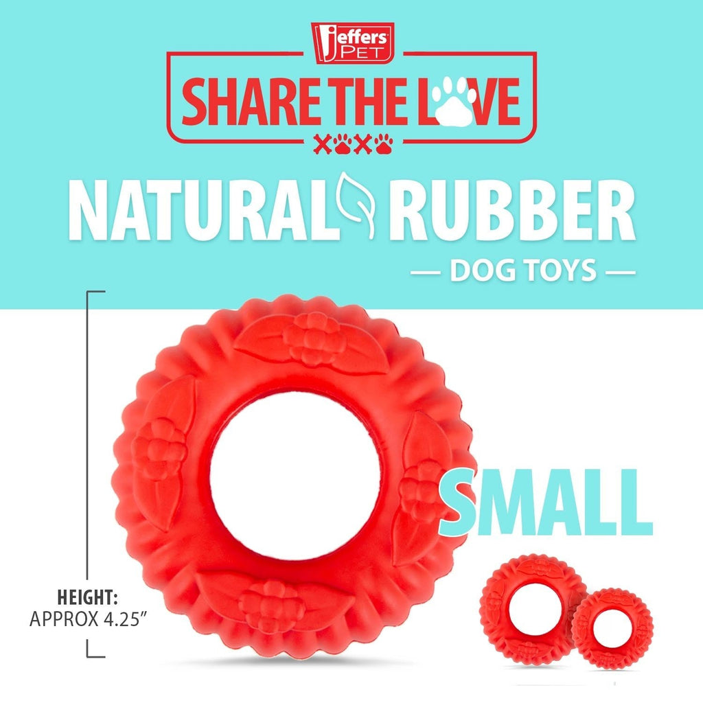 Jeffers Red Virgo Tugger Natural Rubber Dog Dental Chew Toy for Interactive or Solo Play