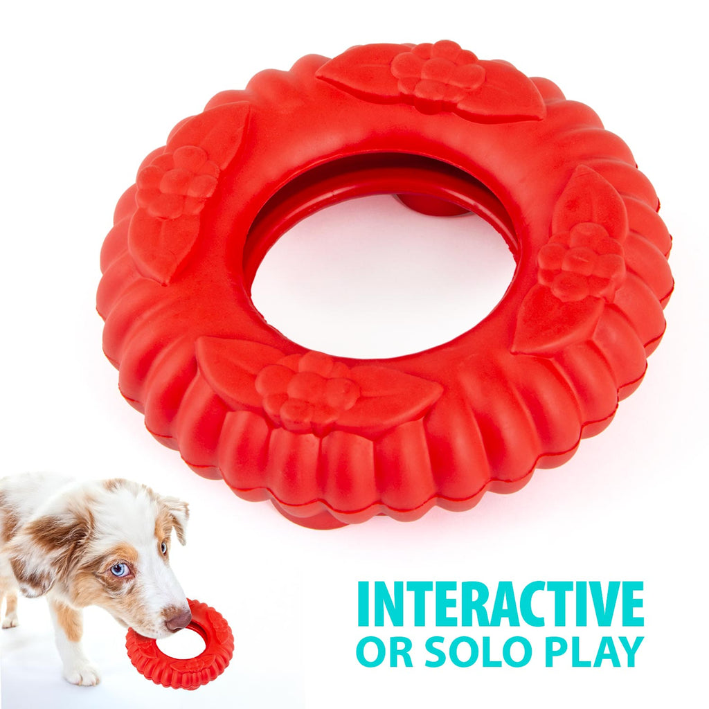 Jeffers Red Virgo Tugger Natural Rubber Dog Dental Chew Toy for Interactive or Solo Play