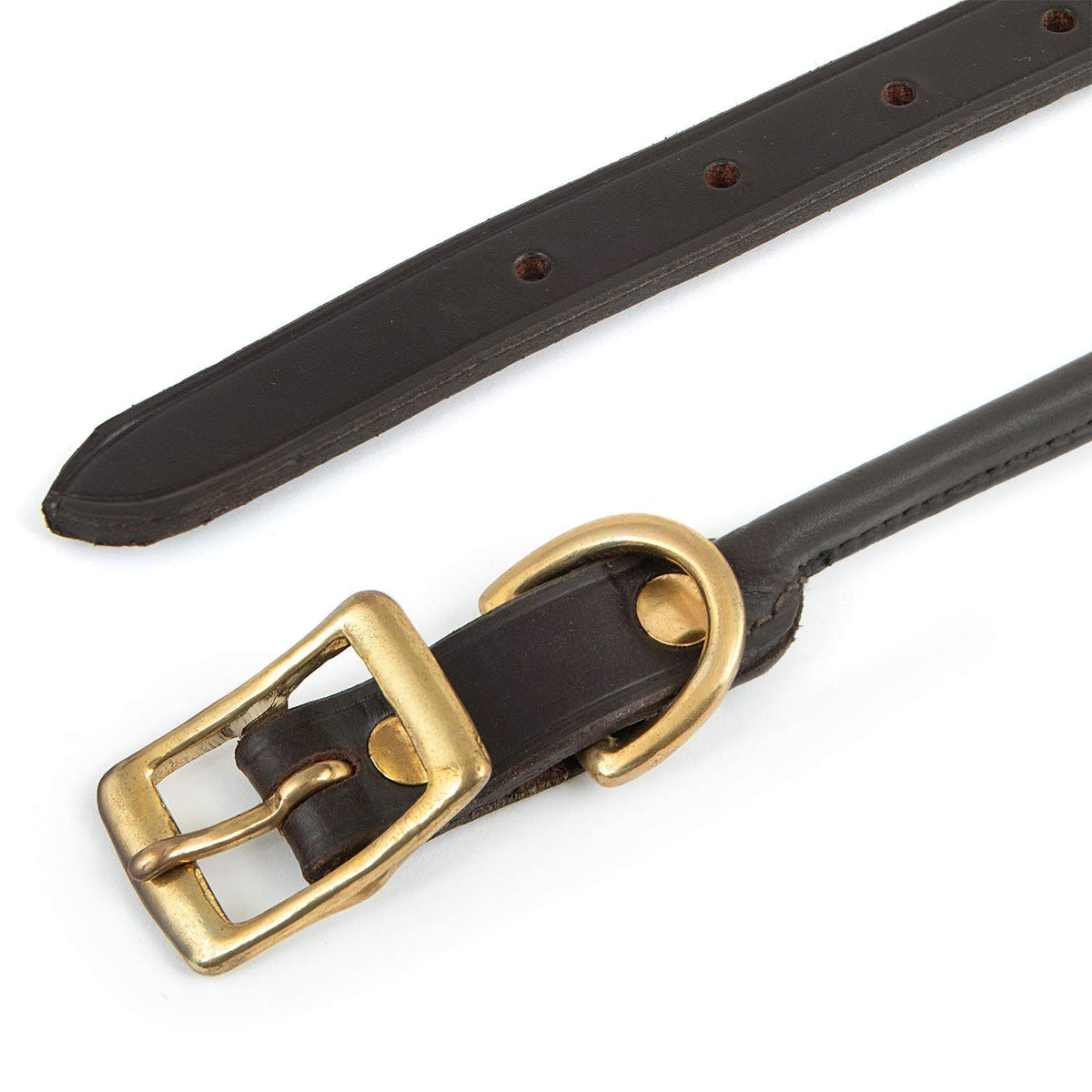 Jeffers Rolled Leather Dog Collars with Brass Hardware