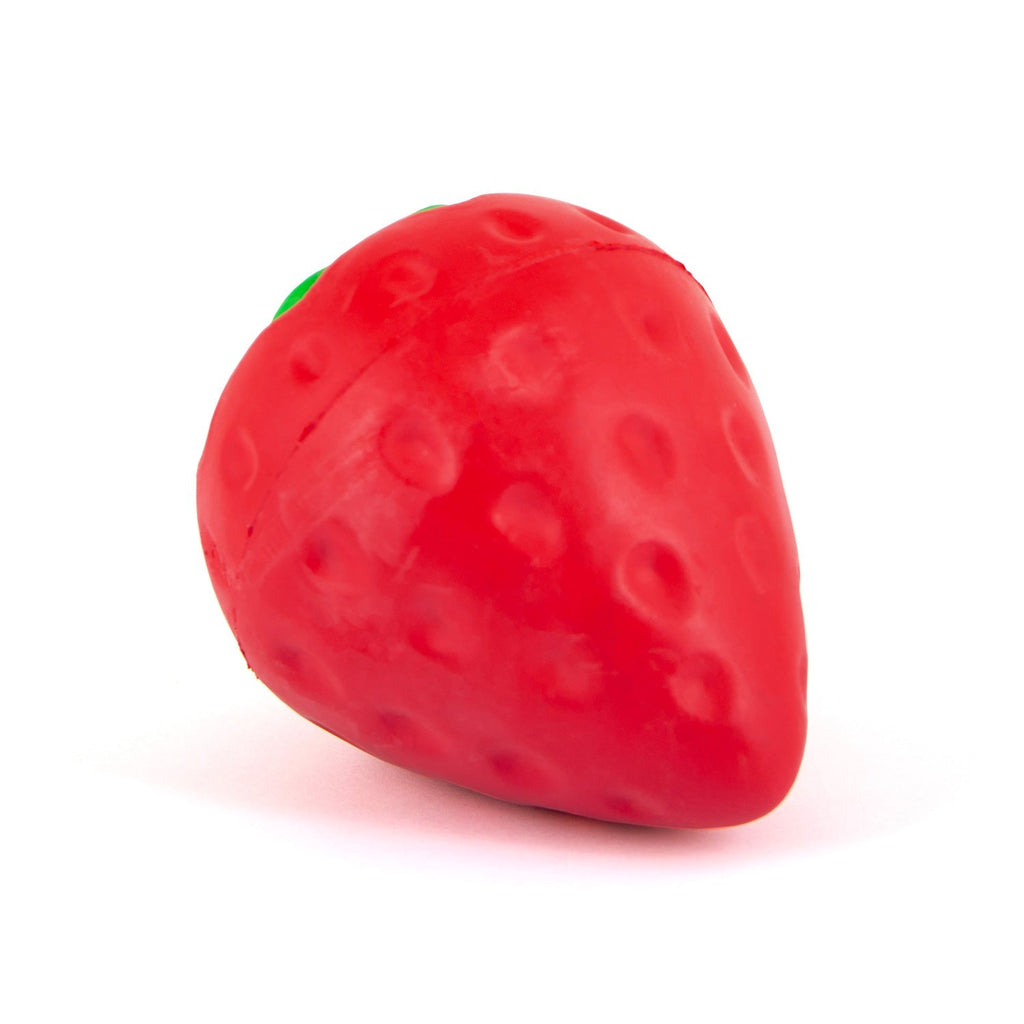 Jeffers Squeaky Strawberry Natural Rubber Dog Dental Chew Toy with Squeaker & Vanilla Scent for Medium Chewers