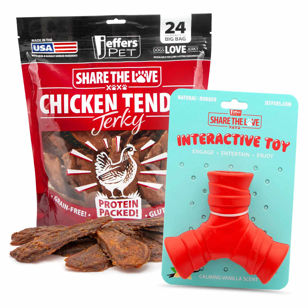 Jeffers Stuffable Dog Chew Toys with Chicken Breast Jerky Treats Kit