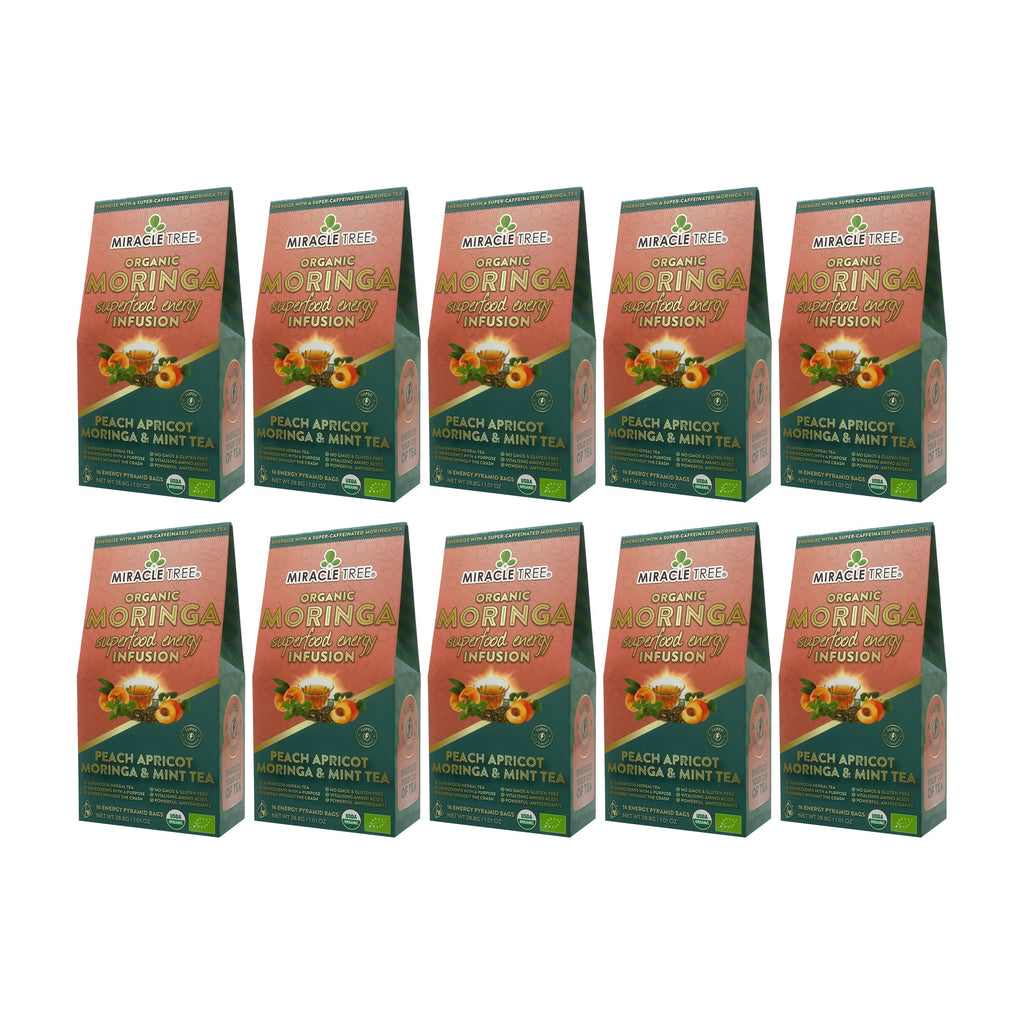 Organic Moringa Energy Tea - Peach Mint Apricot - Natural Coffee Alternative