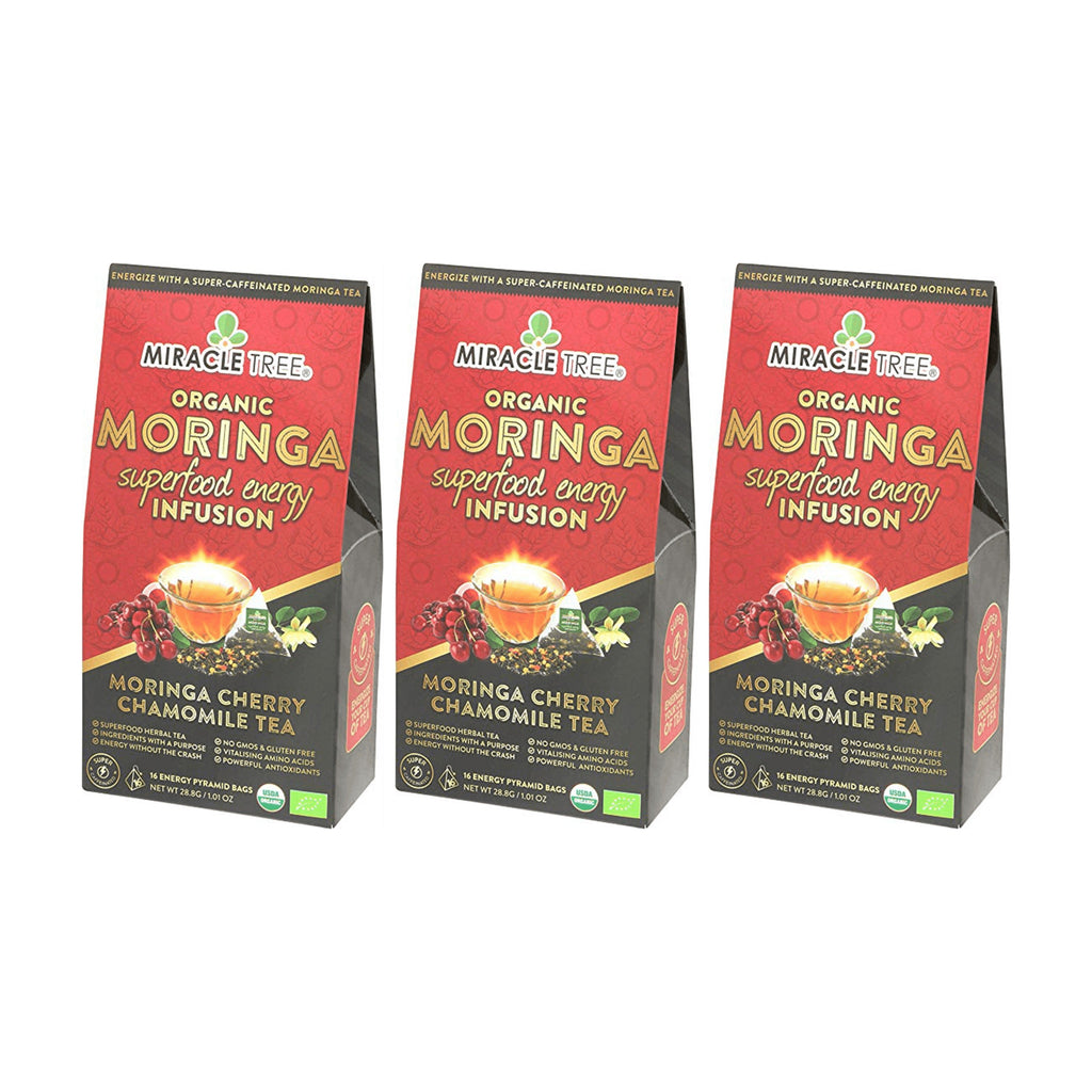 Organic Moringa Energy Tea - Cherry Chamomile - Natural Coffee Alternative