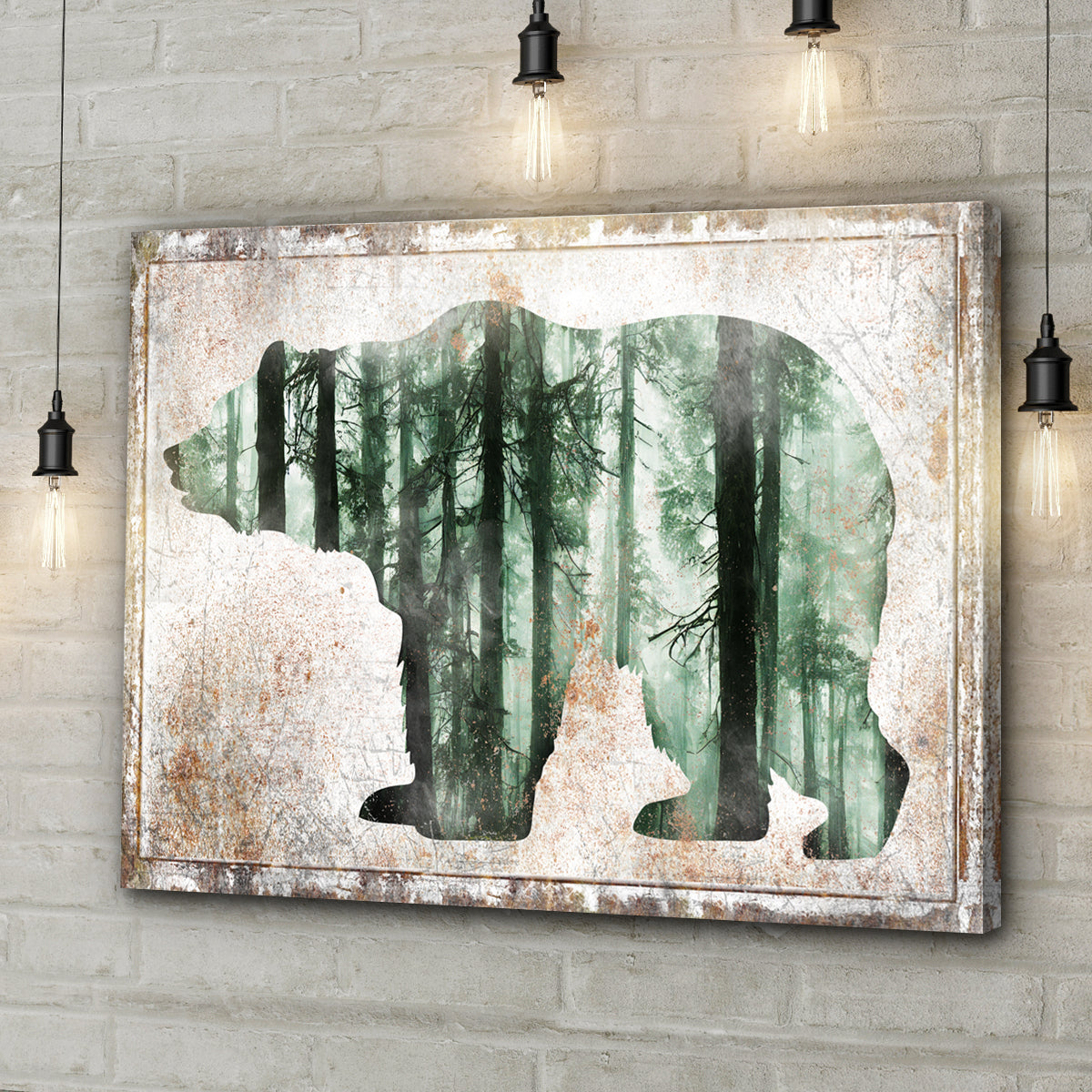 Animals Forest Bear Birch Canvas Wall Art
