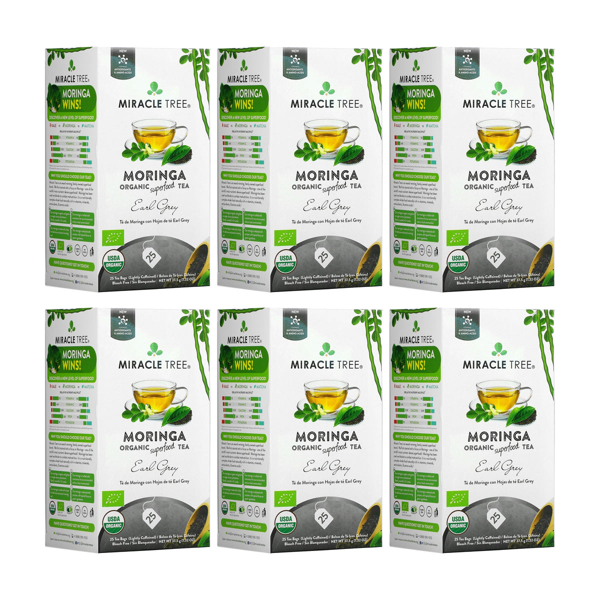 Organic Moringa Tea - Earl Grey - Lightly Caffeinated Herbal Tea