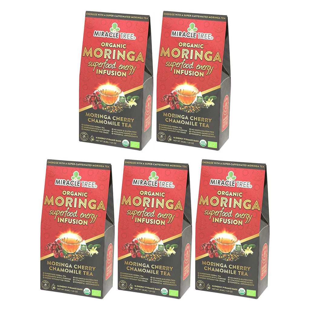 Organic Moringa Energy Tea - Cherry Chamomile - Natural Coffee Alternative