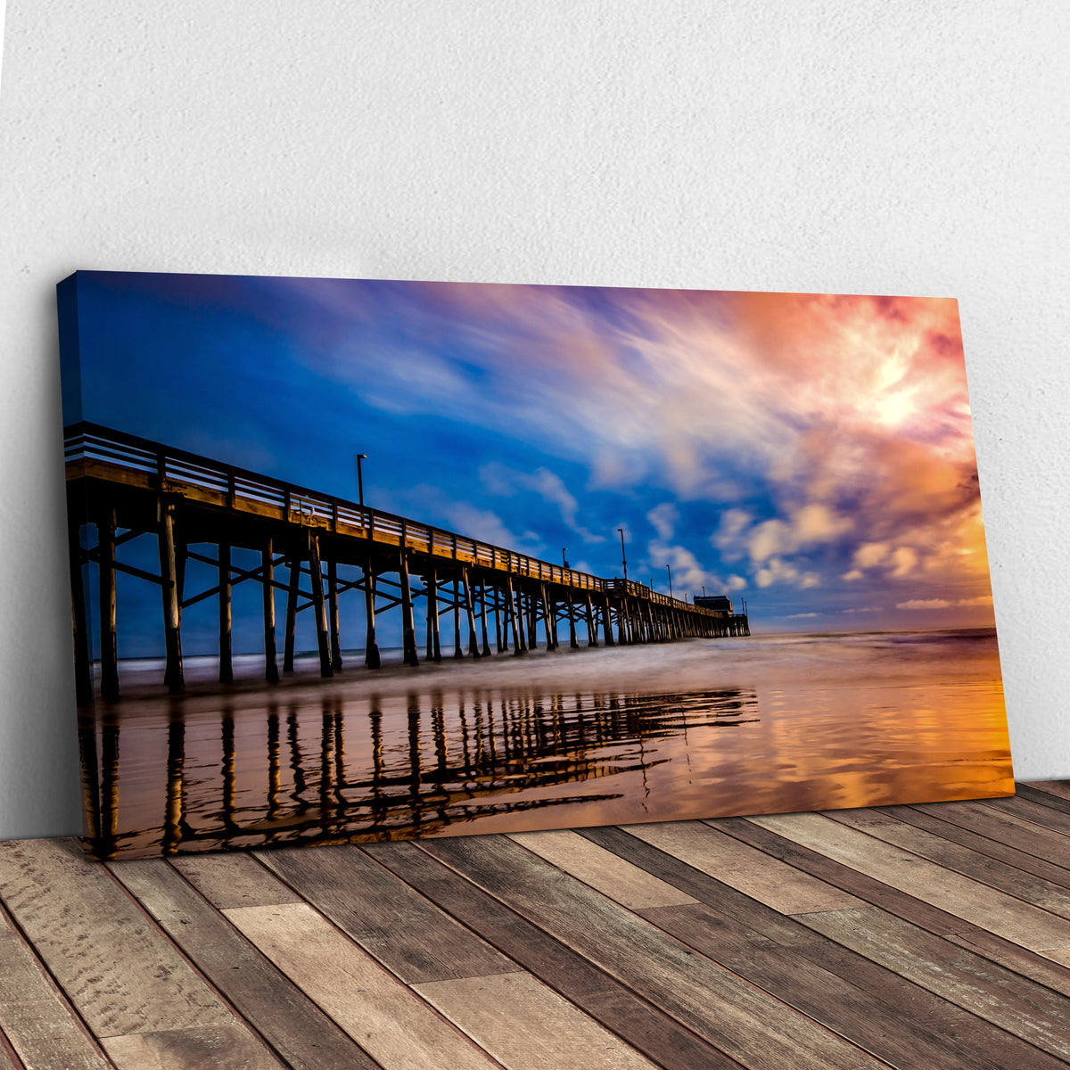 Beach Pier & Ocean Horizon Canvas Wall Art