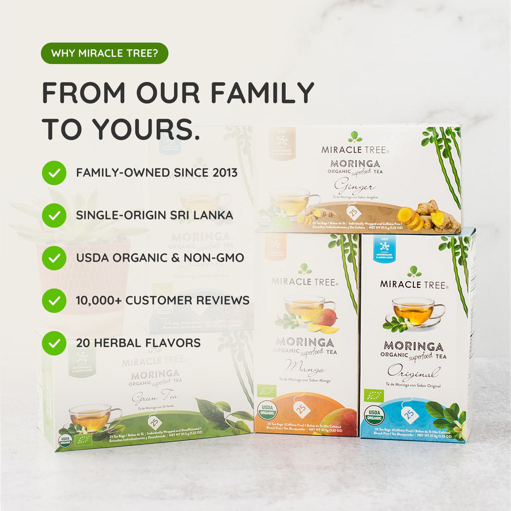 Organic Moringa Tea - Peach & Ginger - Caffeine-Free Herbal Tea