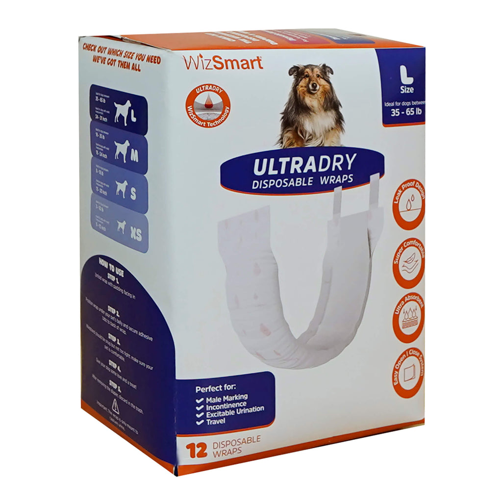 WizSmart UltraDry Disposable Male Dog Wraps